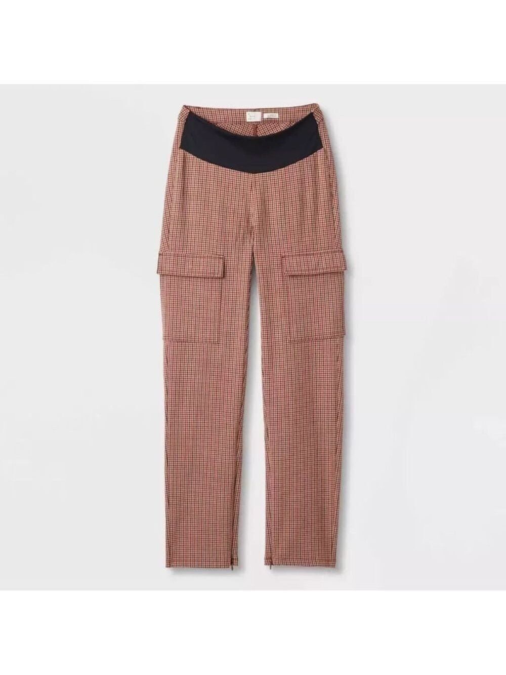 A New Day Women's Adaptive Seated Fit Pants, Brown Plaid - NWT